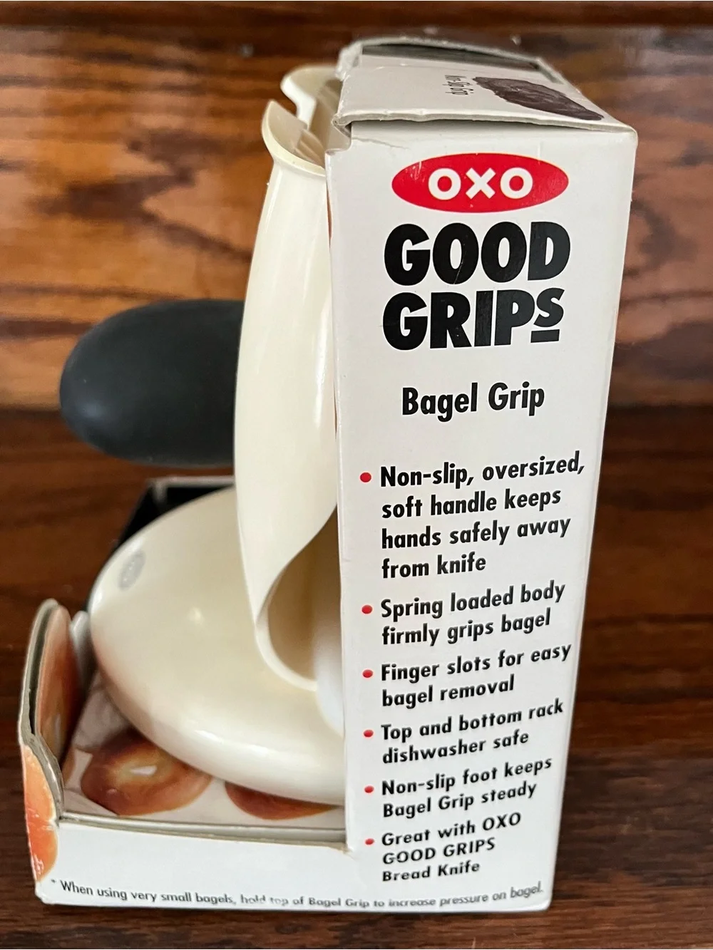 Vintage OXO Good Grips Bagel Grip - White and Black. New in box. NOS